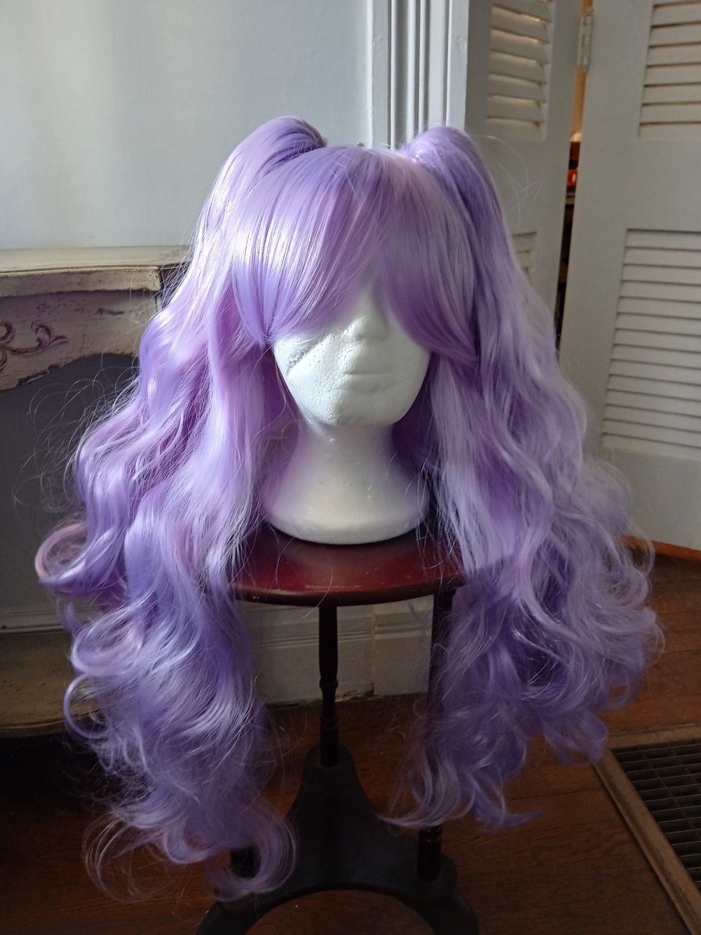 Lavender Long Wavy Synthetic Wig with Bangs - Women Hair 3 Piece Set